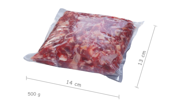 Packung des gefrosteten Fleisches aus eigener Herstellung